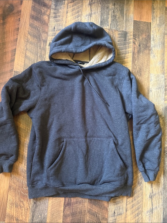 Pudolla Other - NWOT Men’s Dark Gray Sherpa-Lined Hoodie Sweatshirt